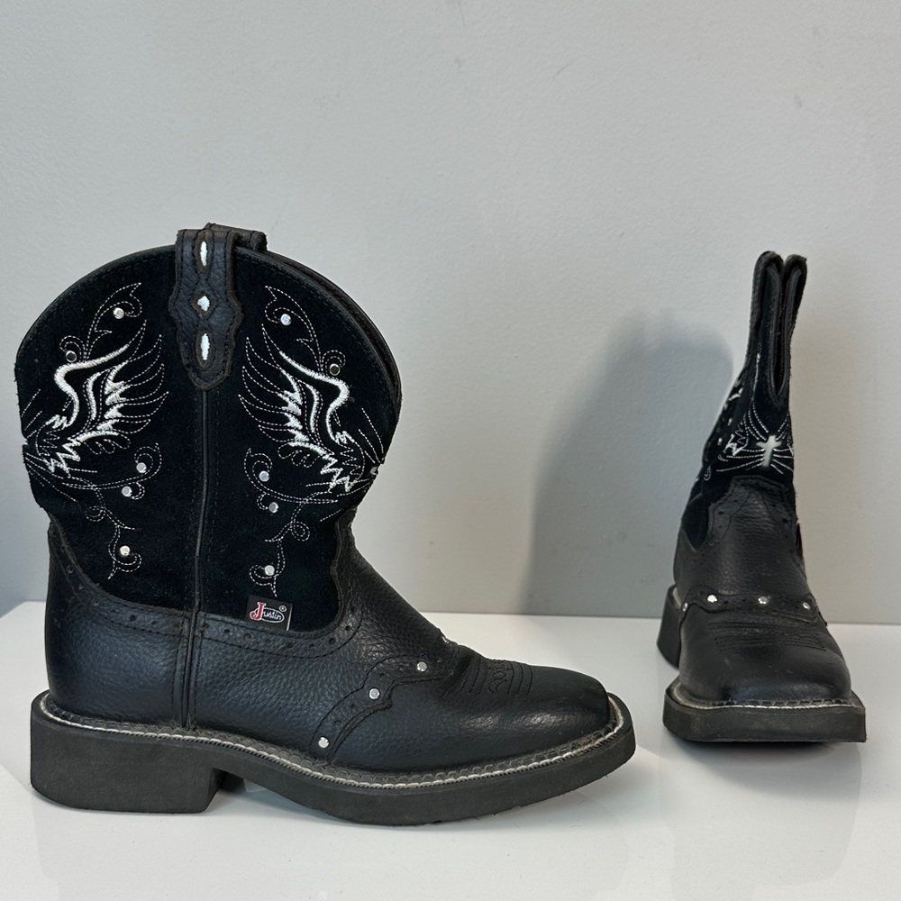 Justin Gypsy Mandra Black Suede Western Boots Size 7
